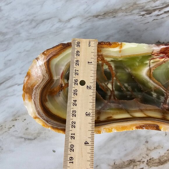 Green Onyx decorative tray, catchall dish, entry way stone bowl, holiday gift - Picture 4 of 11